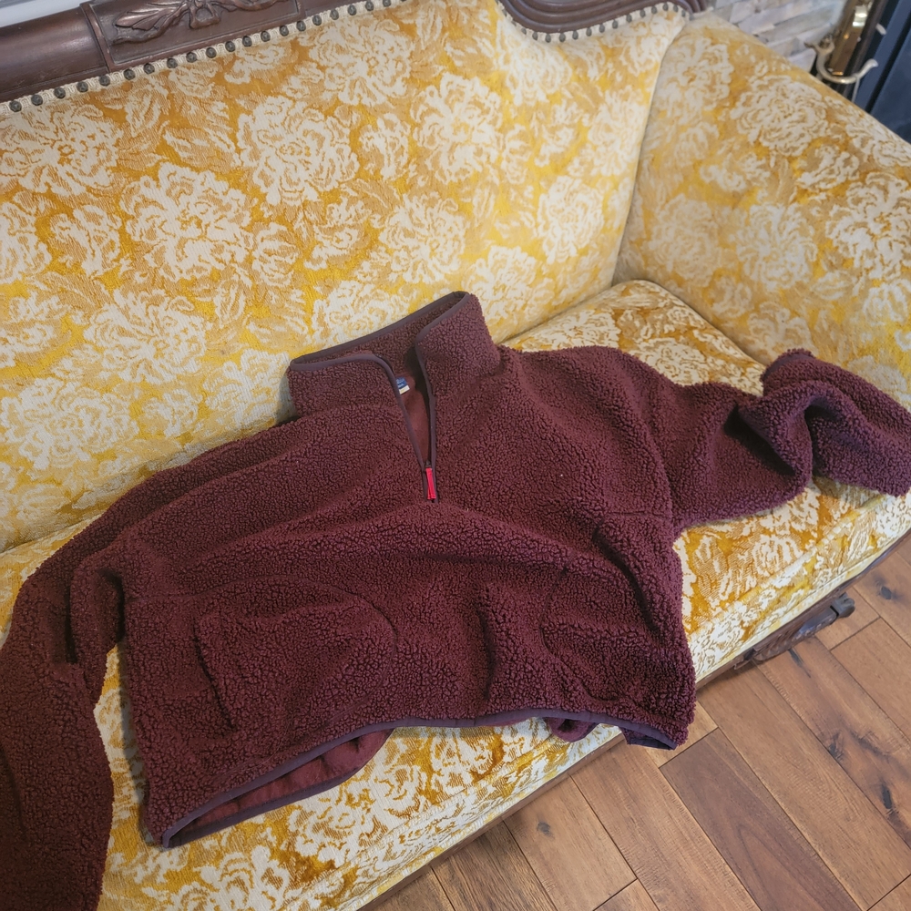 womens cropped fleece pull over